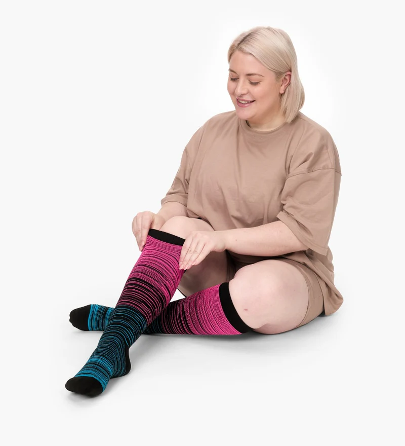 Mimi Stripes – Wide Compression Socks for Women | Swelling, Circulation & Leg Pain Relief