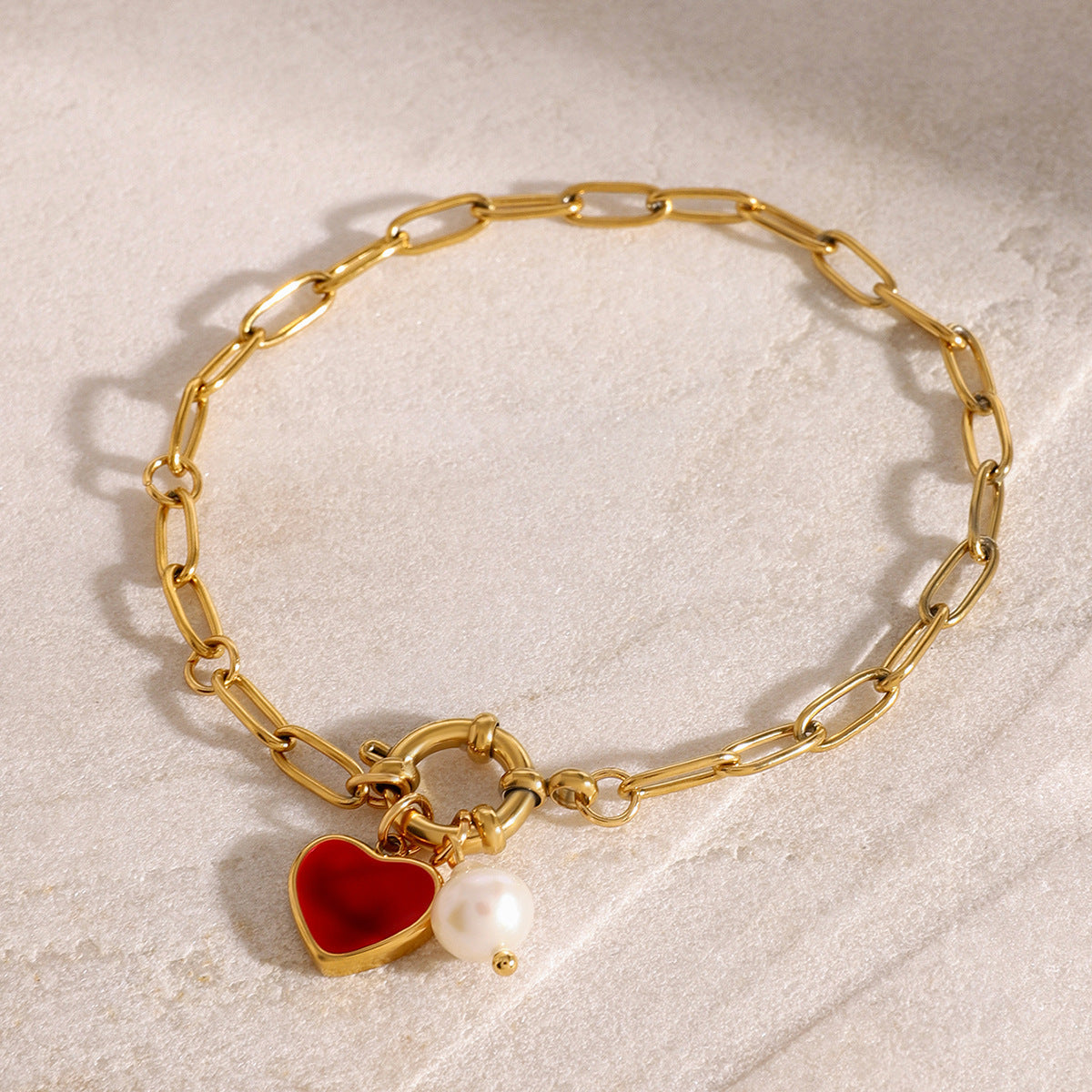 Mimi Femme Bracelets Solange Heart Chain Pearl Bracelet