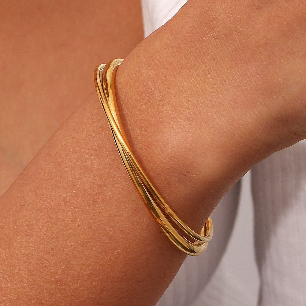 Mimi Femme Bracelets Ursula Layered Gold Bangle