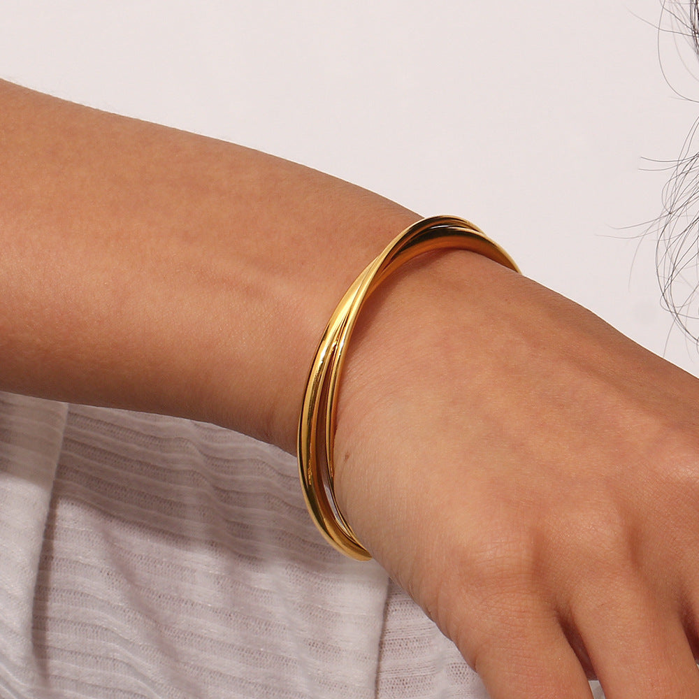 Mimi Femme Bracelets Ursula Layered Gold Bangle