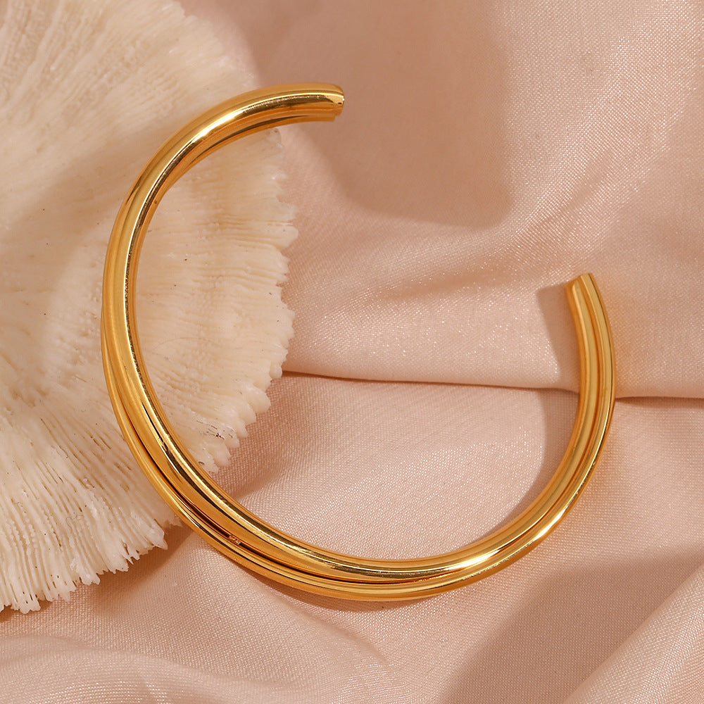 Mimi Femme Bracelets Ursula Layered Gold Bangle