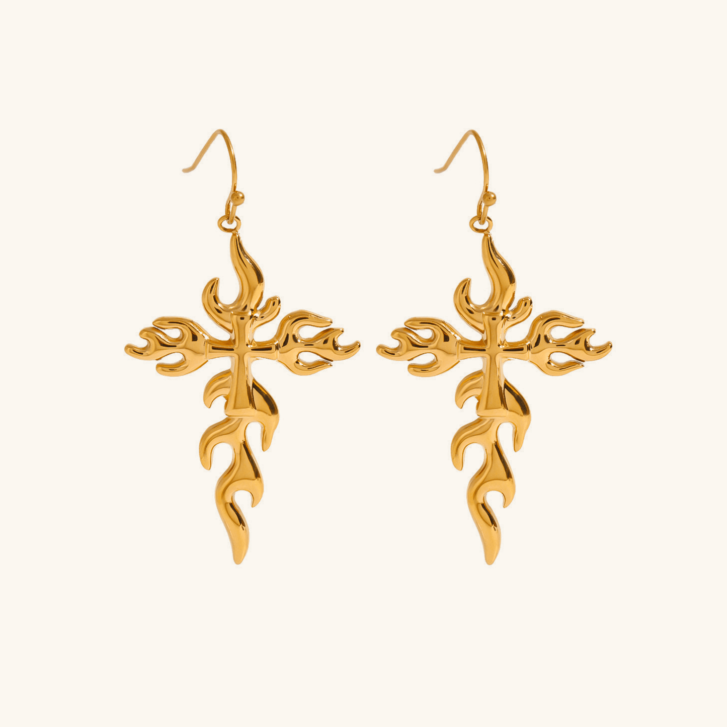 Mimi Femme Earrings Aveline Branched Cross Gold Earrings