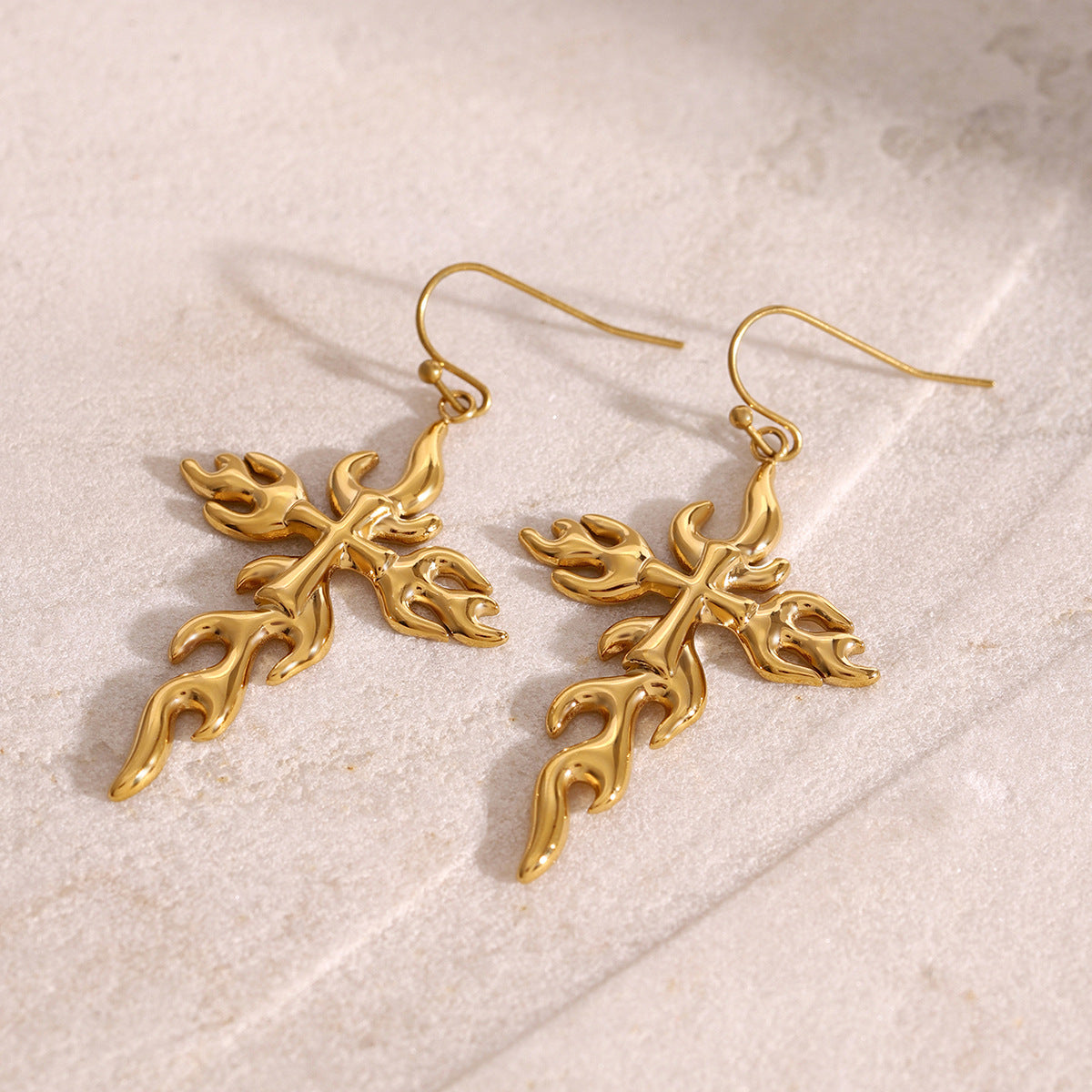 Mimi Femme Earrings Aveline Branched Cross Gold Earrings