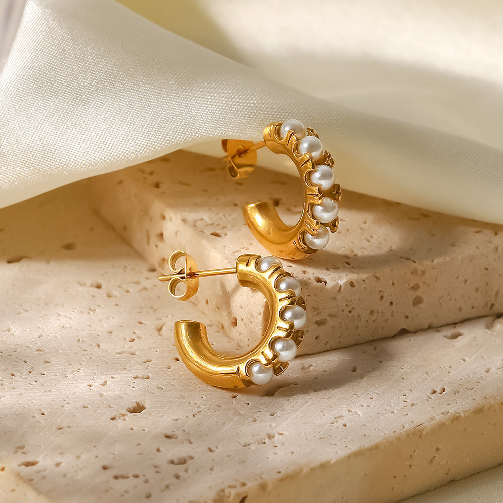 Mimi Femme Earrings Camilla Pearl Hoop Earrings