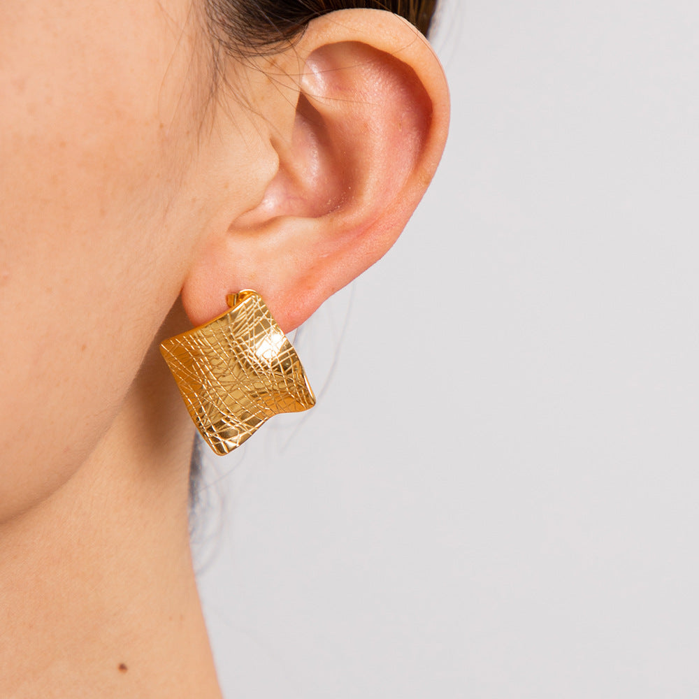 Mimi Femme Earrings Soleil Creased Gold Sheet Earrings