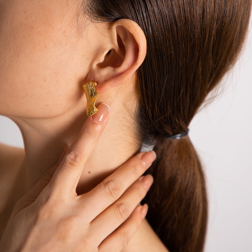 Mimi Femme Earrings Soleil Creased Gold Sheet Earrings