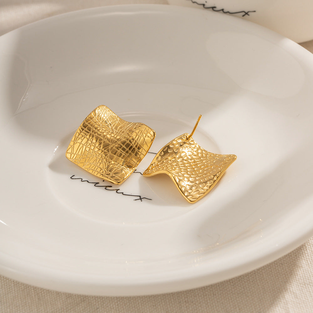 Mimi Femme Earrings Soleil Creased Gold Sheet Earrings