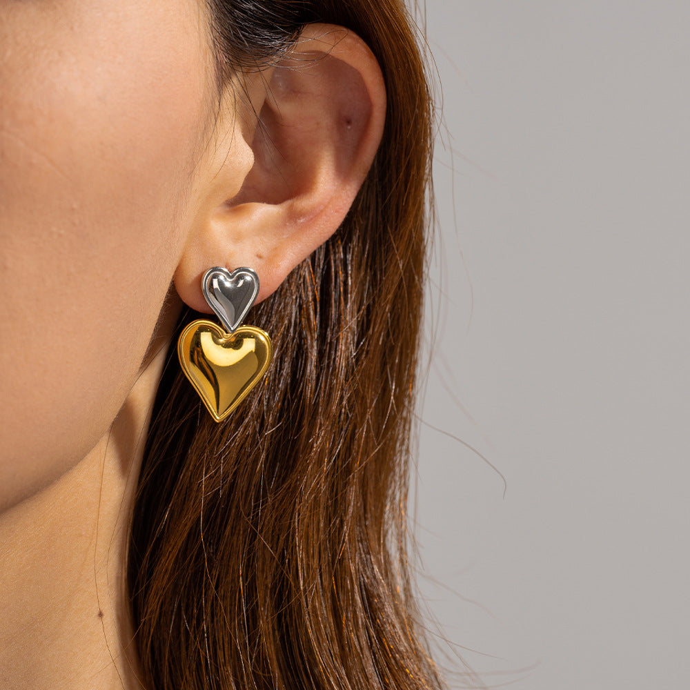 Mimi Femme Earrings Zayna Two Tone Heart Earrings