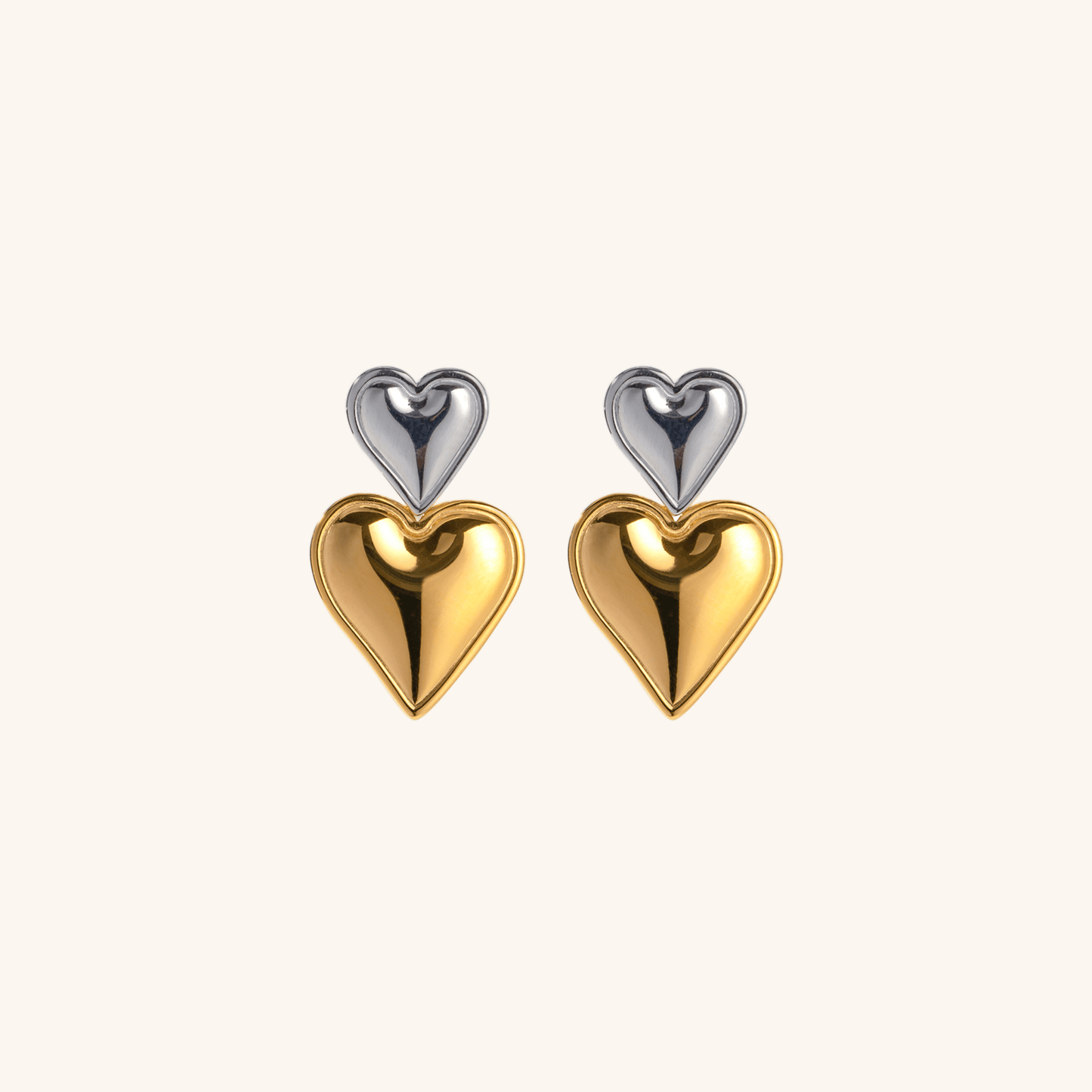 Mimi Femme Earrings Zayna Two Tone Heart Earrings