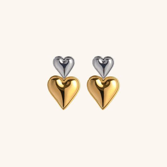 Mimi Femme Earrings Zayna Two Tone Heart Earrings