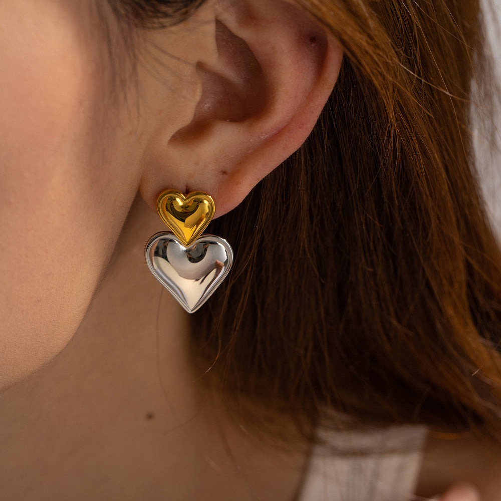 Mimi Femme Earrings Zayna Two Tone Heart Earrings