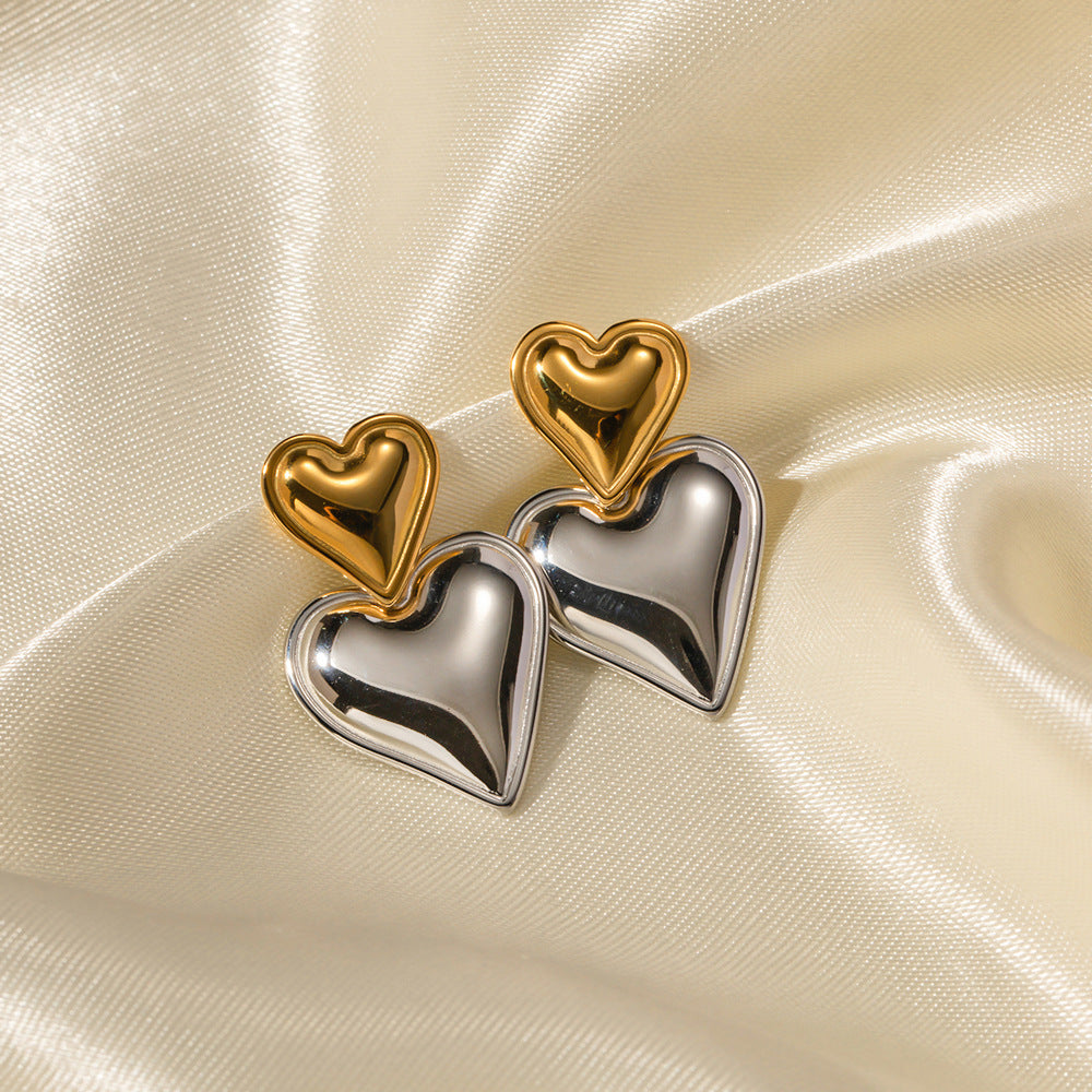 Mimi Femme Earrings Zayna Two Tone Heart Earrings