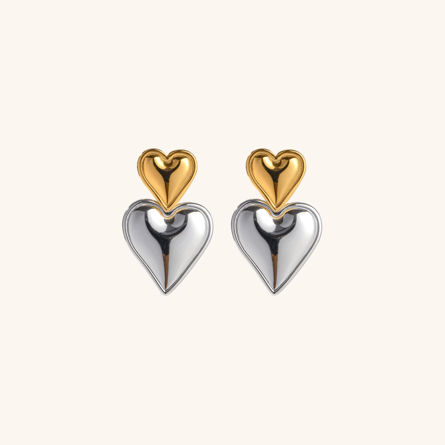 Mimi Femme Earrings Zayna Two Tone Heart Earrings