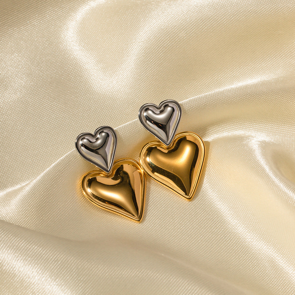 Mimi Femme Earrings Zayna Two Tone Heart Earrings