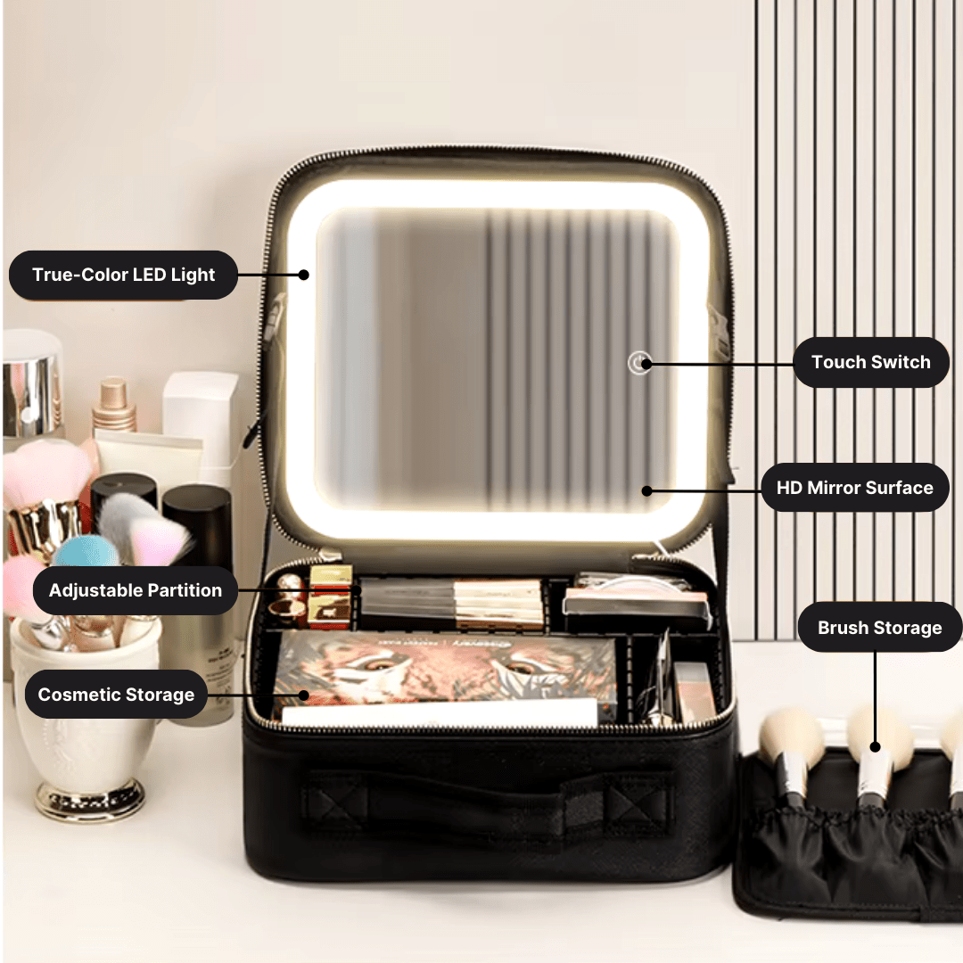 Mimi Femme Makeup Bags Smart LED Makeup Bag – The Ultimate Portable Beauty Studio with Vanity Mirror