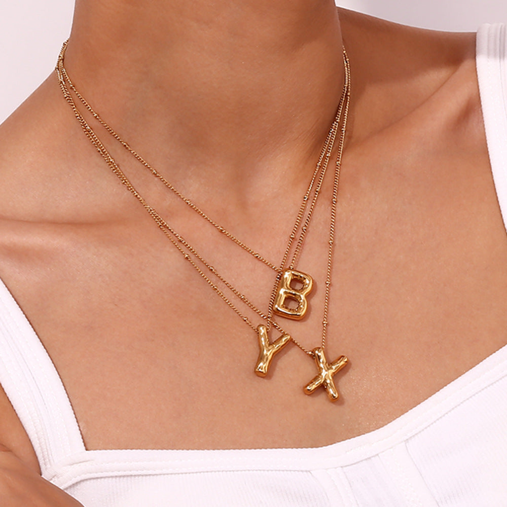 Mimi Femme Necklaces Balloon Shaped Gold Initial Necklace