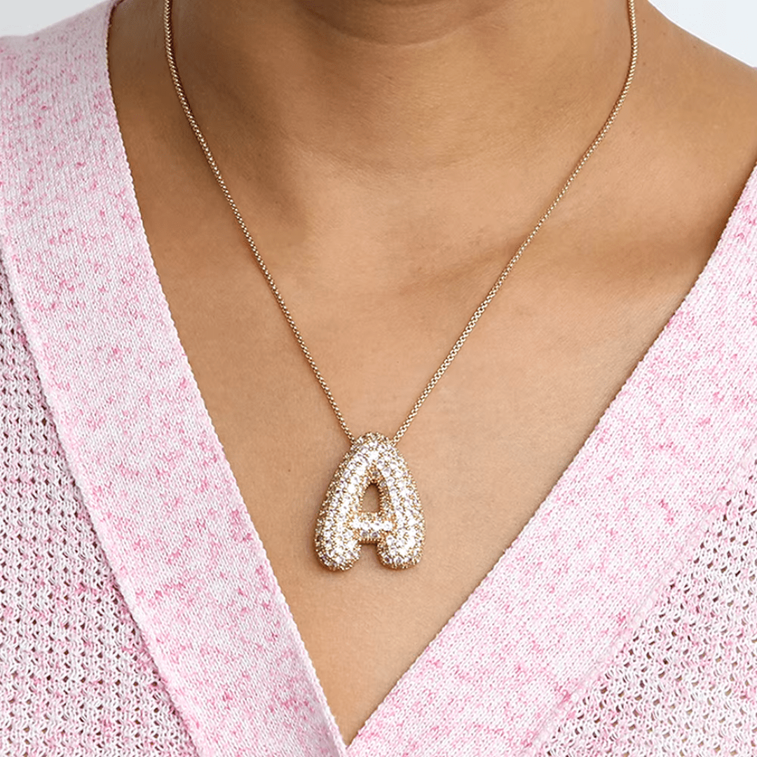 Mimi Femme Necklaces Bubble Shaped Initial Diamond Necklace