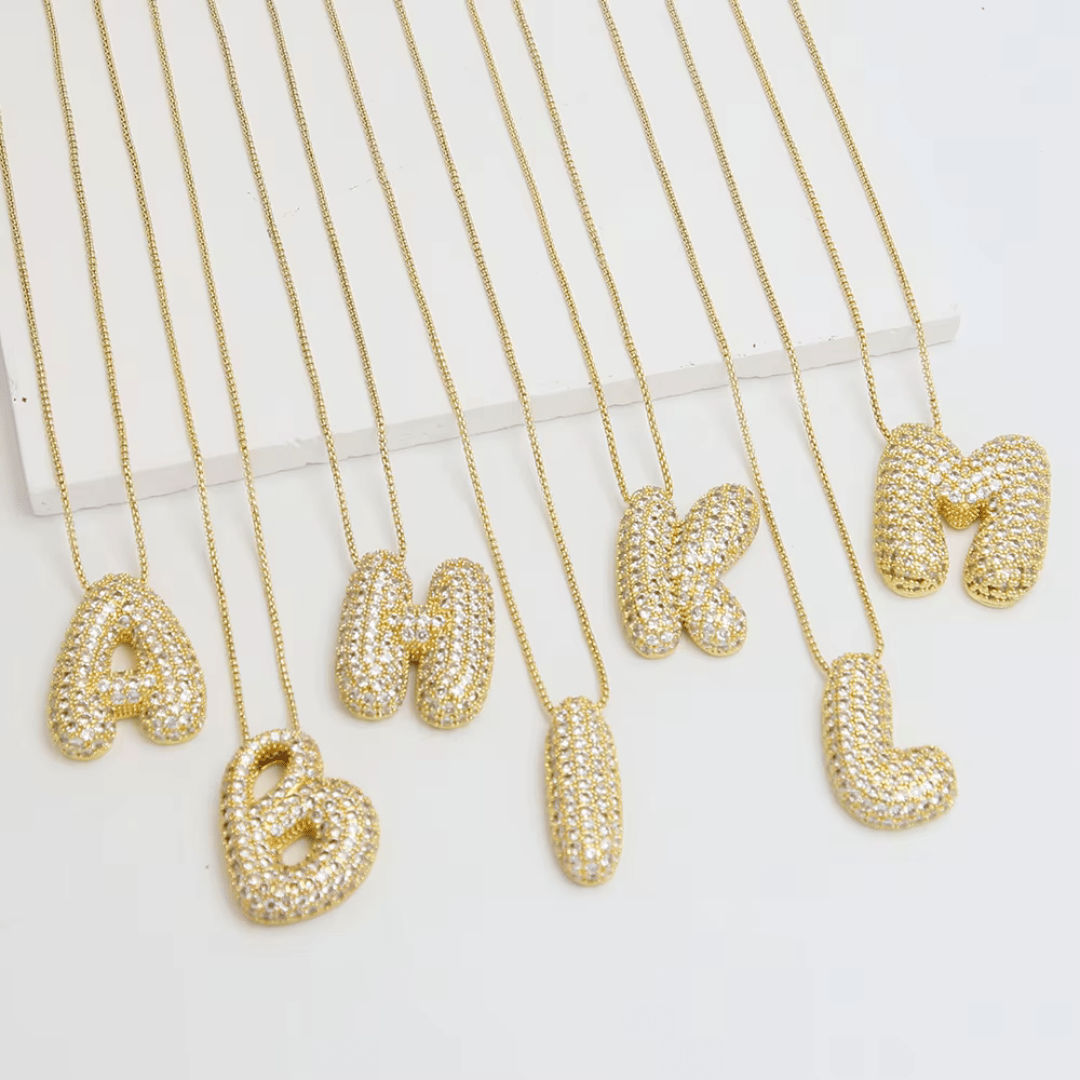 Mimi Femme Necklaces Bubble Shaped Initial Diamond Necklace