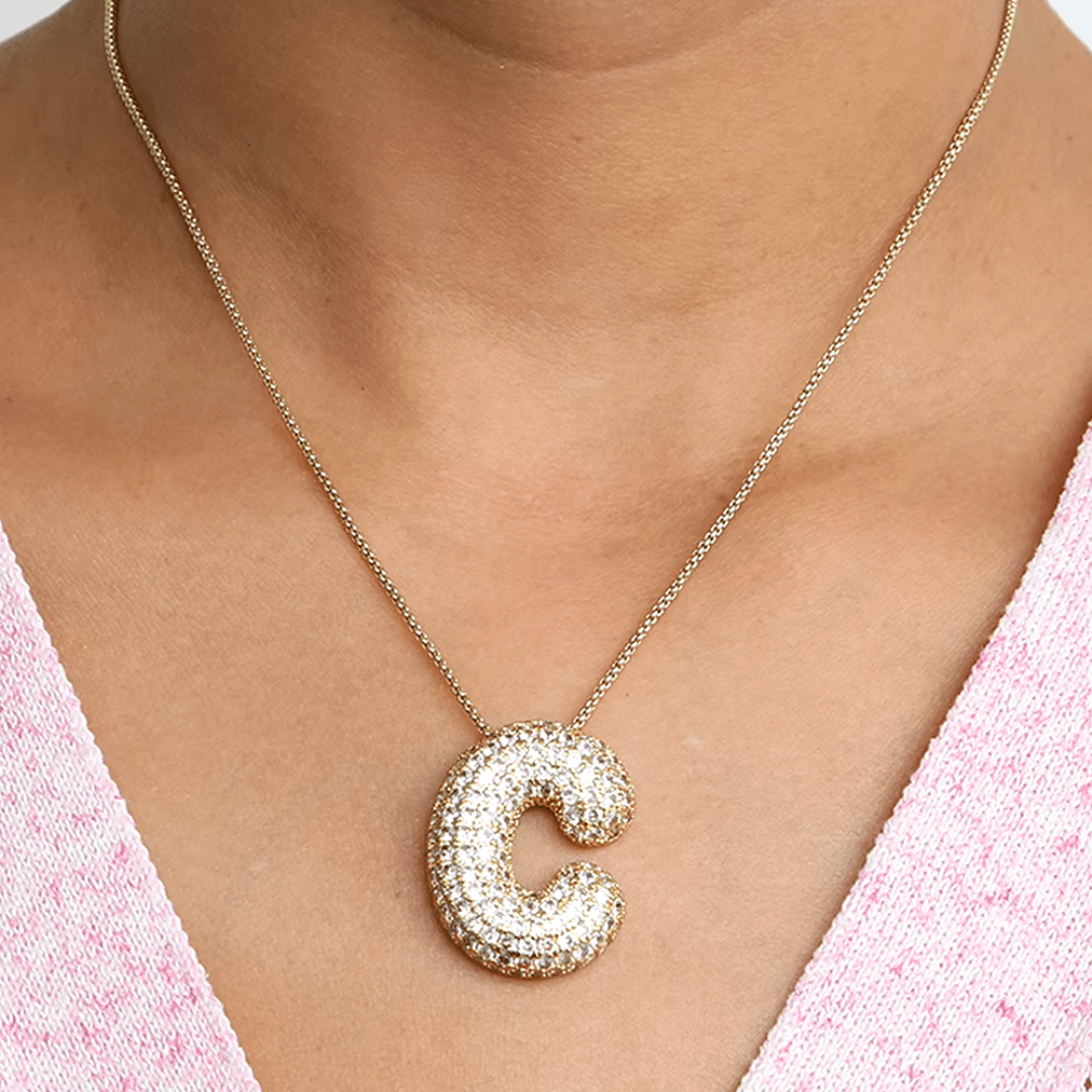 Mimi Femme Necklaces Bubble Shaped Initial Diamond Necklace