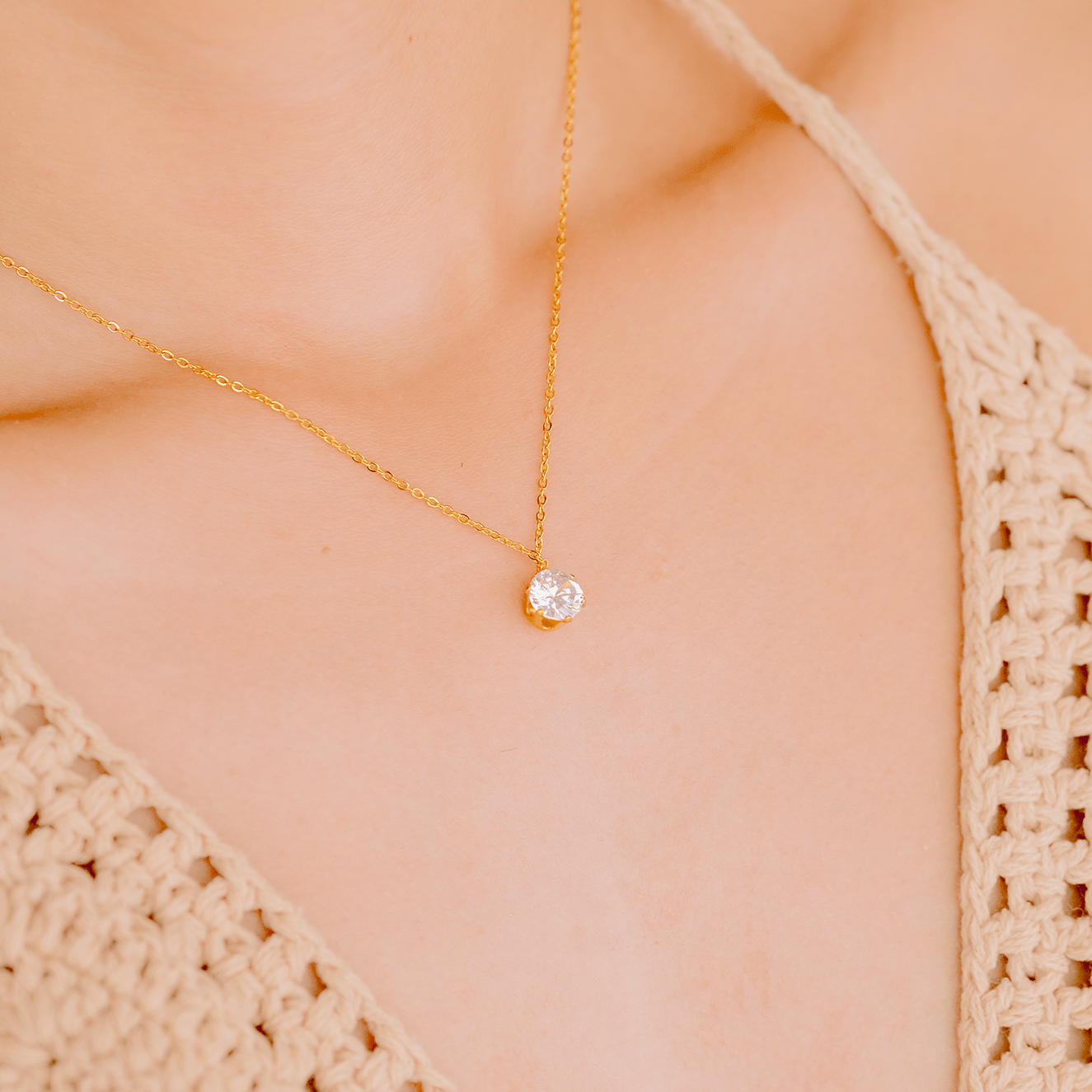 Mimi Femme Necklaces Delilah Solitaire Gold Necklace