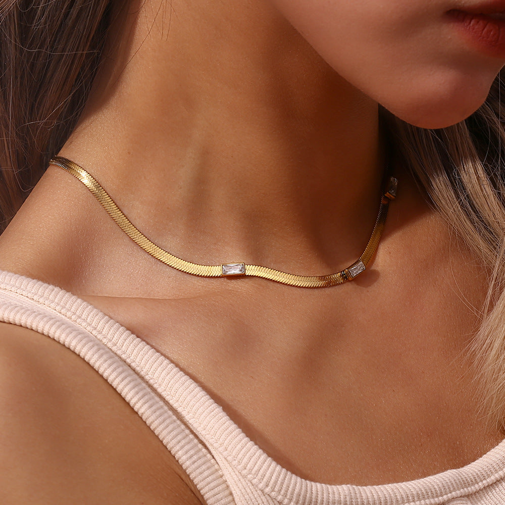 Mimi Femme Necklaces Felicity Herringbone Gold Necklace