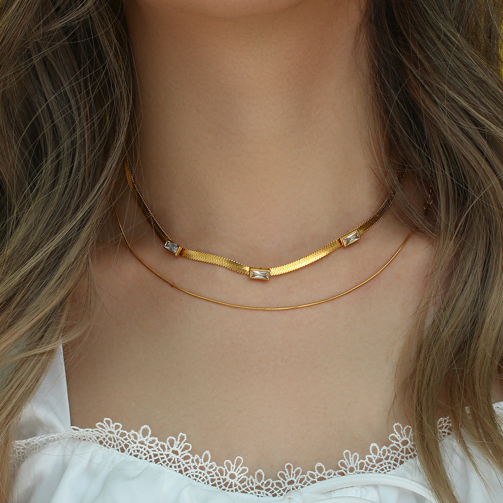 Mimi Femme Necklaces Felicity Herringbone Gold Necklace