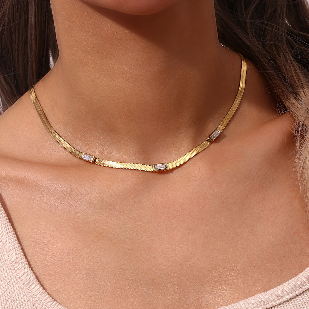 Mimi Femme Necklaces Felicity Herringbone Gold Necklace