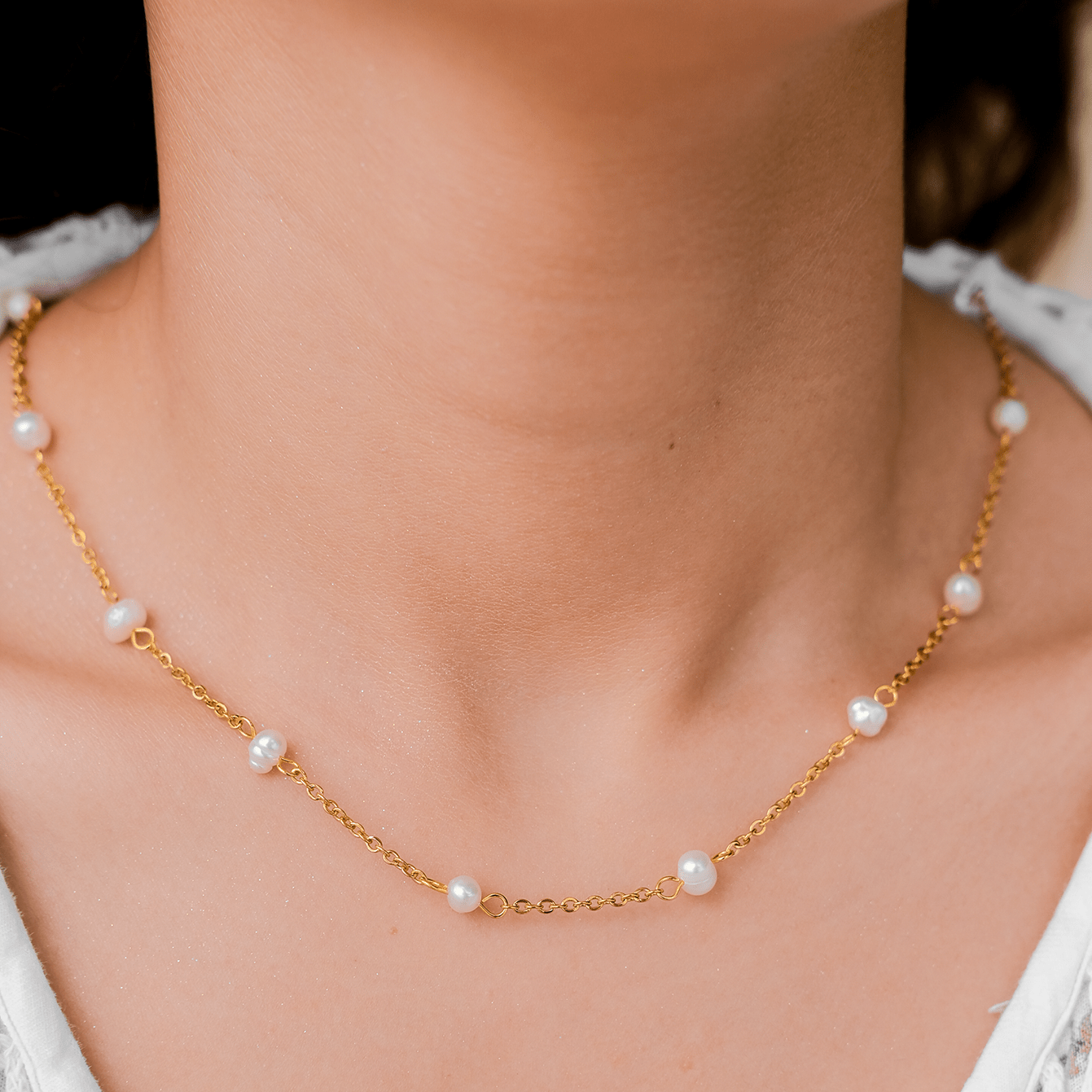 Mimi Femme Necklaces Galina Gold Pearl Necklace