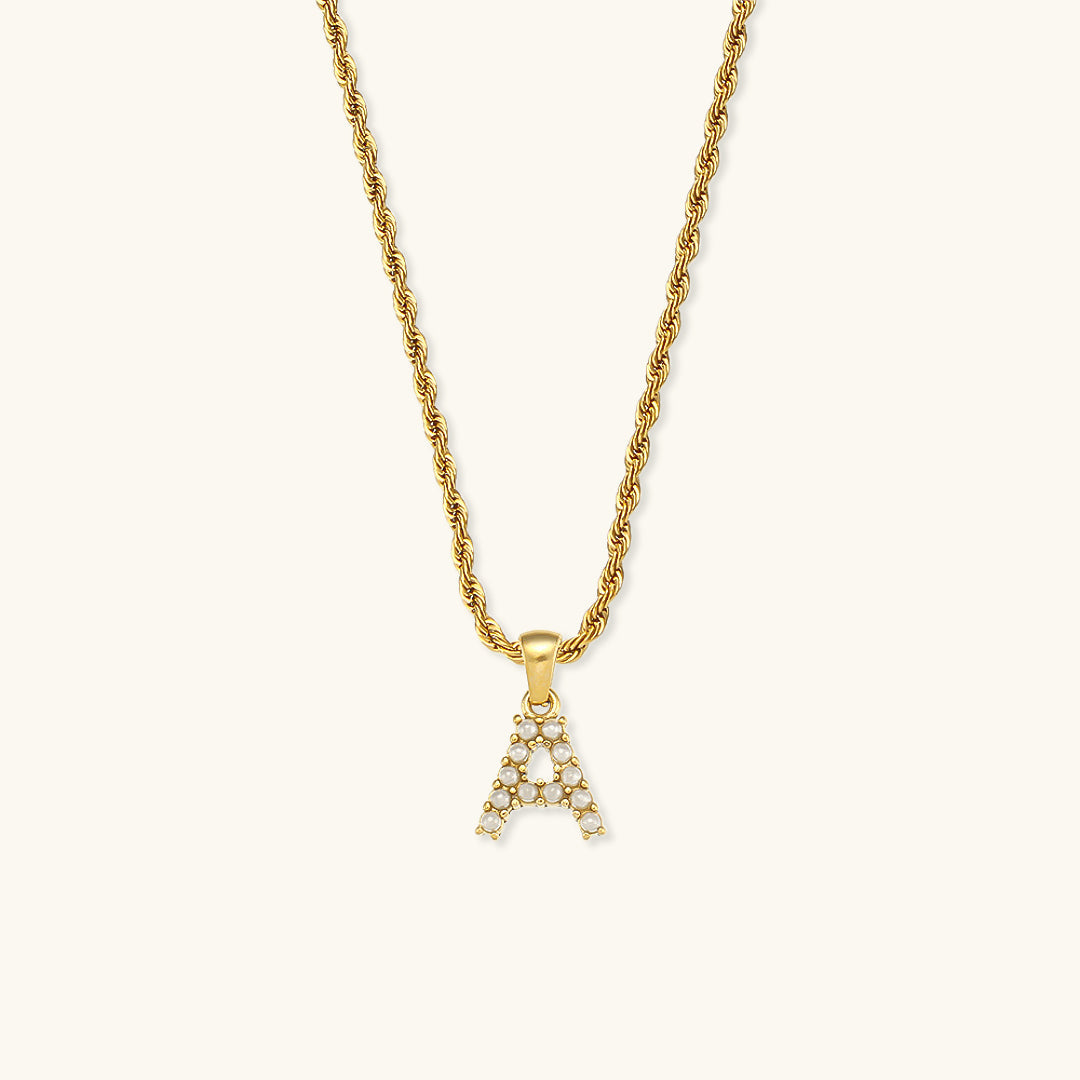 Mimi Femme Necklaces Helena Initial Letter Pearl Necklace