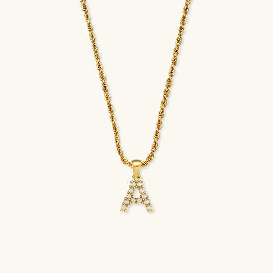 Mimi Femme Necklaces Helena Initial Letter Pearl Necklace