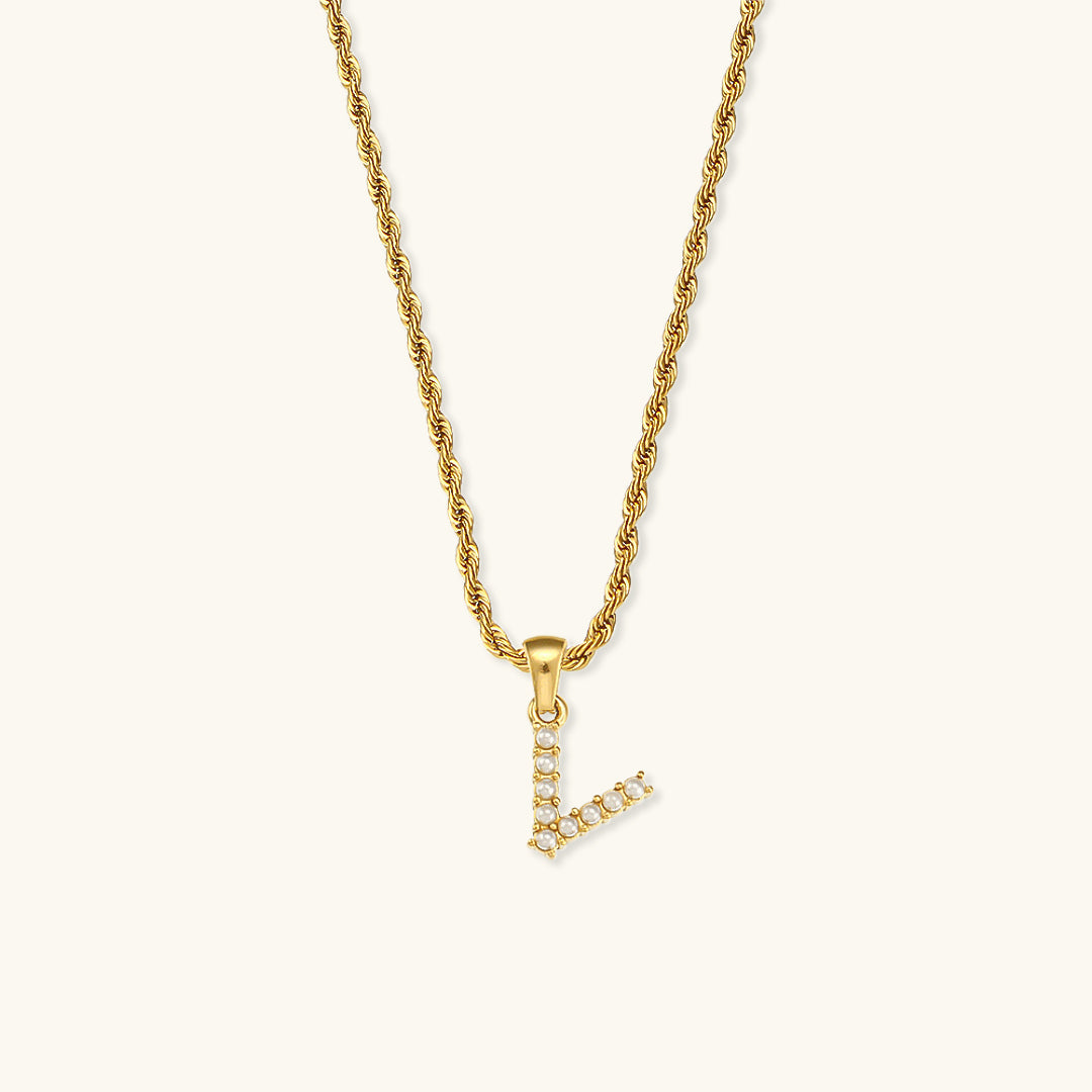 Mimi Femme Necklaces Helena Initial Letter Pearl Necklace