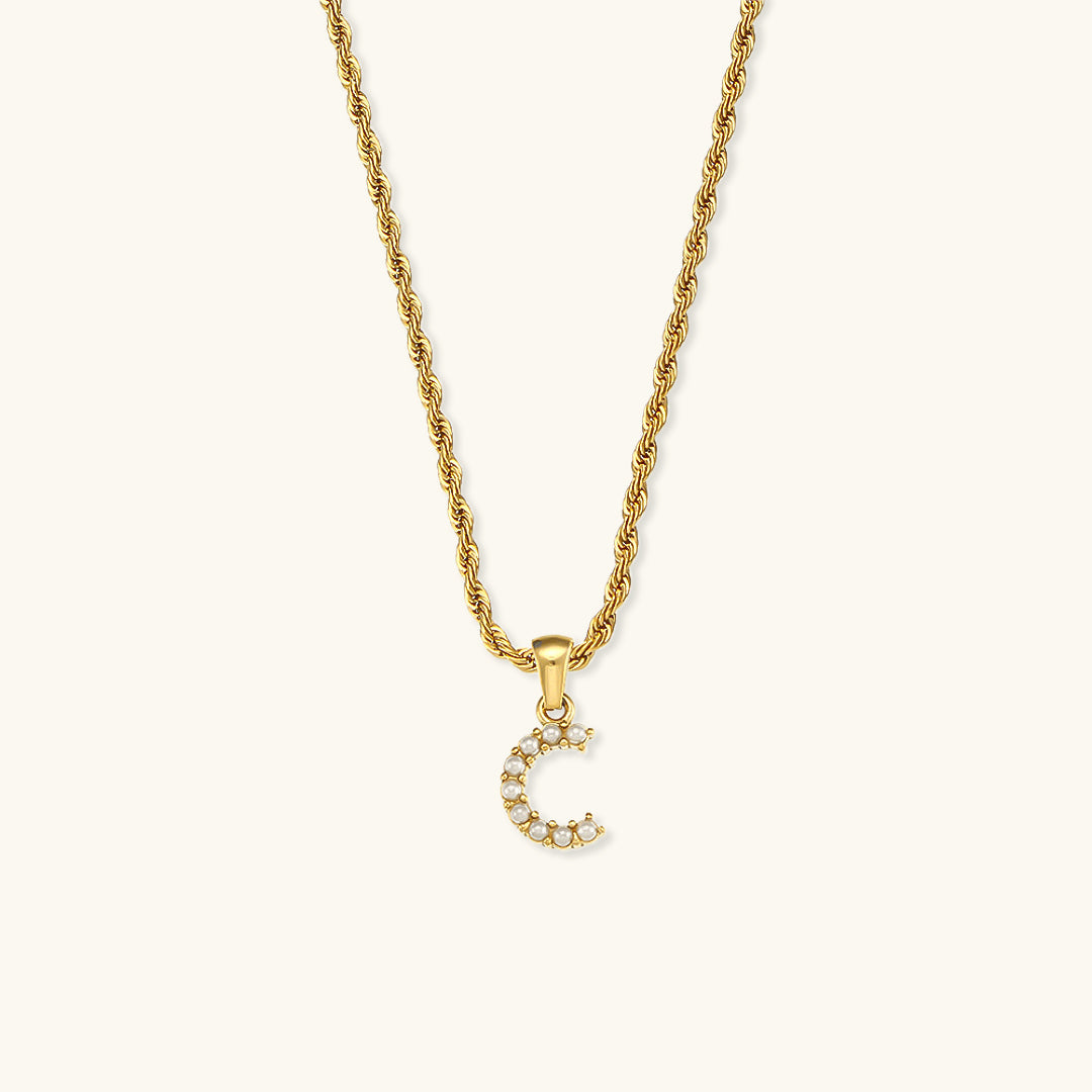 Mimi Femme Necklaces Helena Initial Letter Pearl Necklace