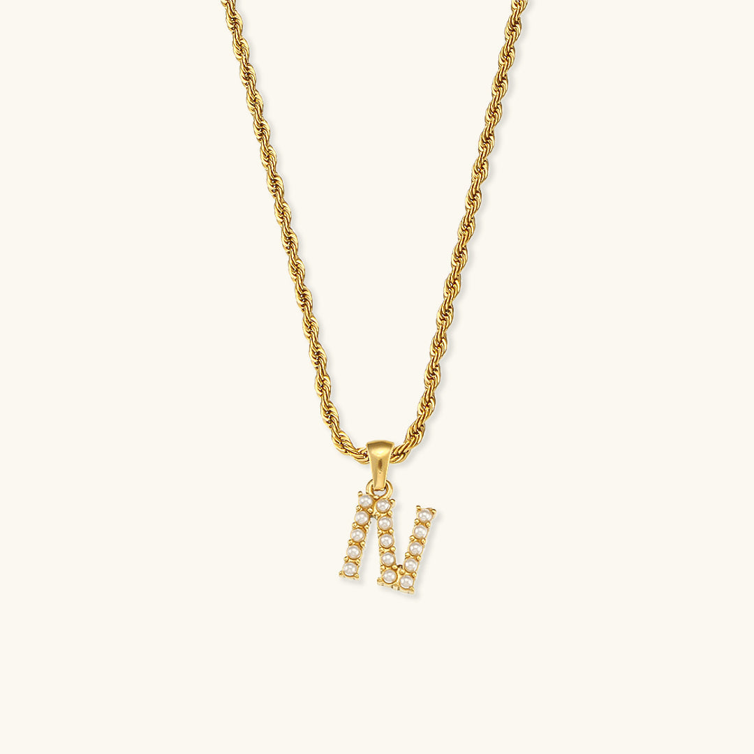 Mimi Femme Necklaces Helena Initial Letter Pearl Necklace