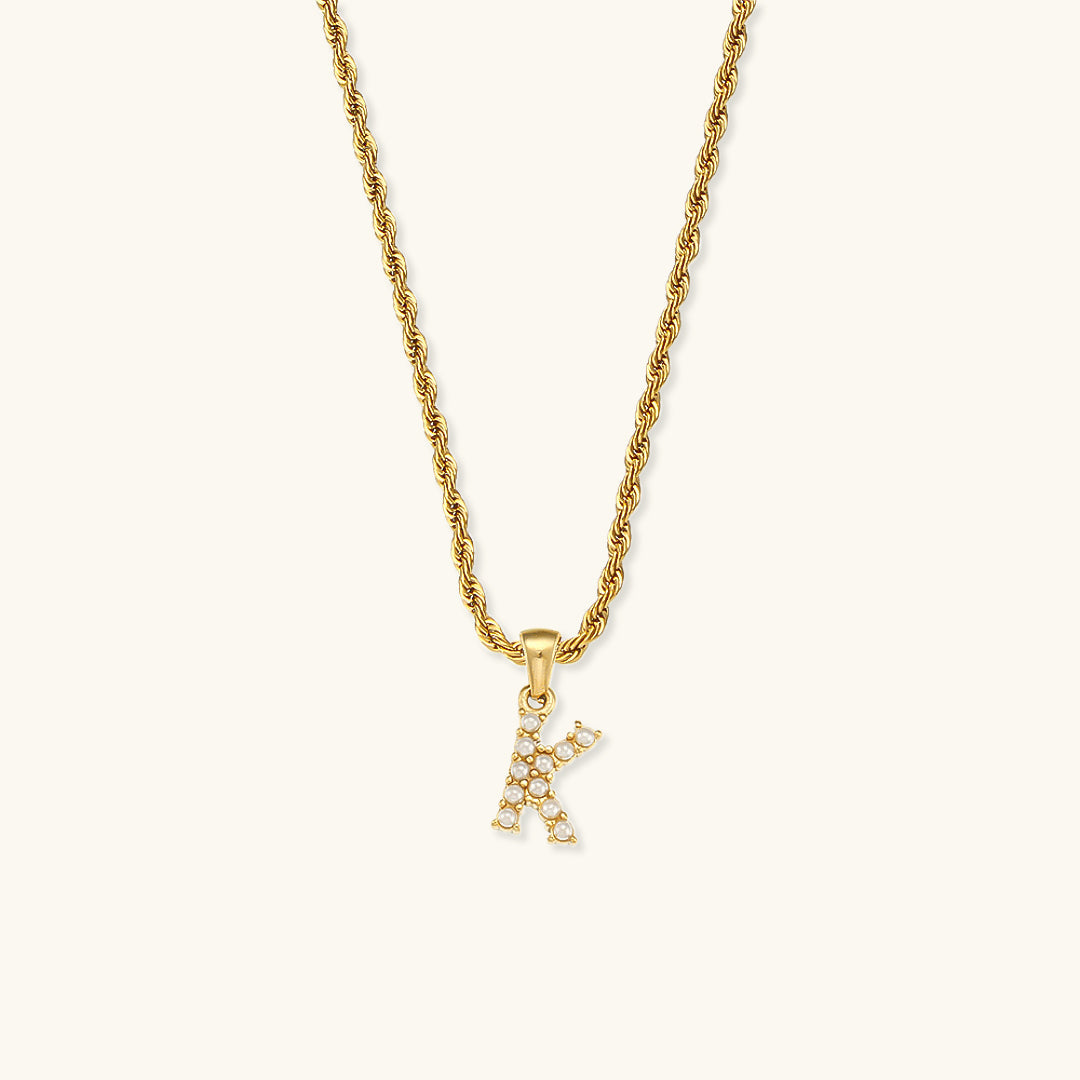 Mimi Femme Necklaces Helena Initial Letter Pearl Necklace