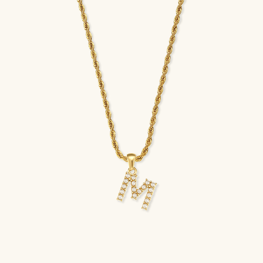 Mimi Femme Necklaces Helena Initial Letter Pearl Necklace