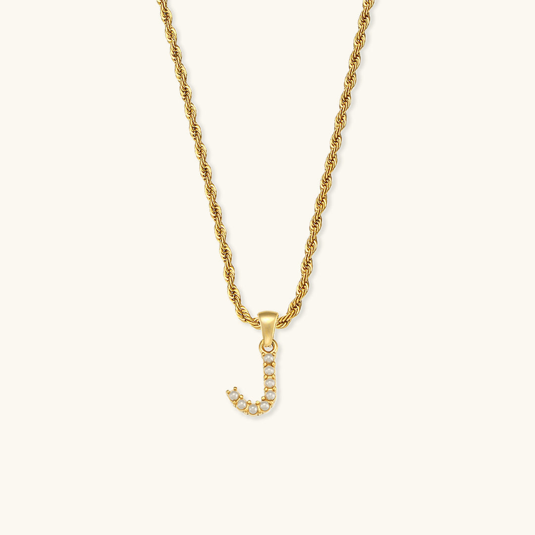 Mimi Femme Necklaces Helena Initial Letter Pearl Necklace