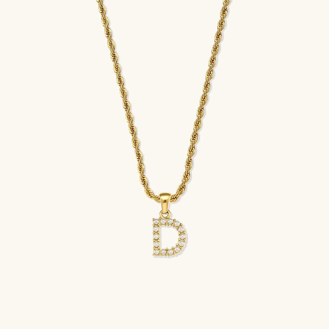 Mimi Femme Necklaces Helena Initial Letter Pearl Necklace