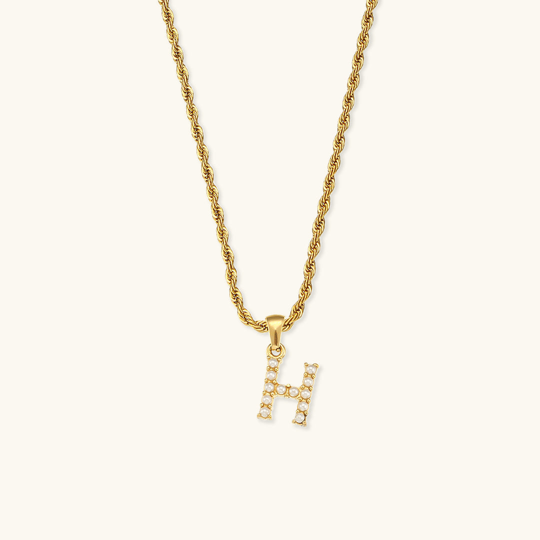 Mimi Femme Necklaces Helena Initial Letter Pearl Necklace