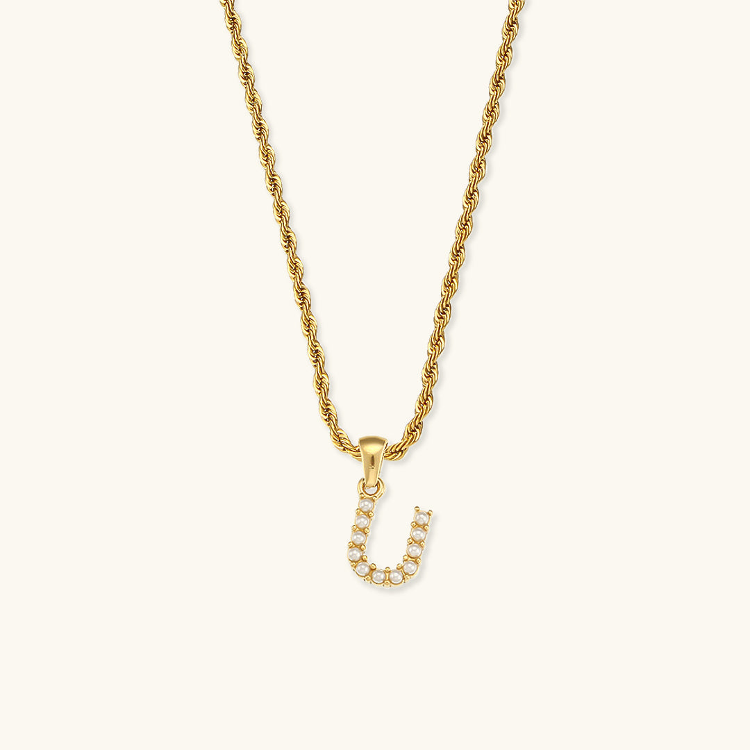 Mimi Femme Necklaces Helena Initial Letter Pearl Necklace