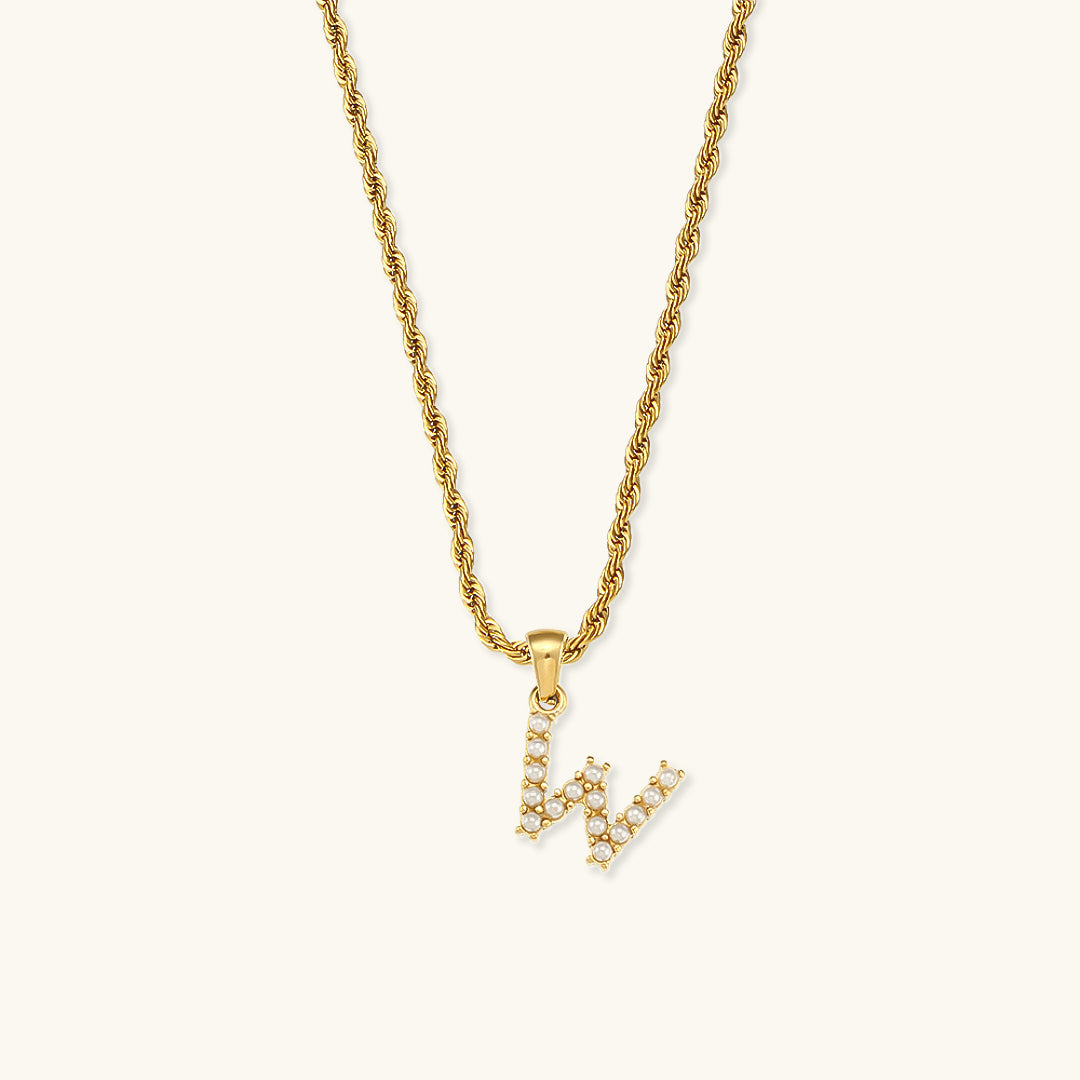 Mimi Femme Necklaces Helena Initial Letter Pearl Necklace