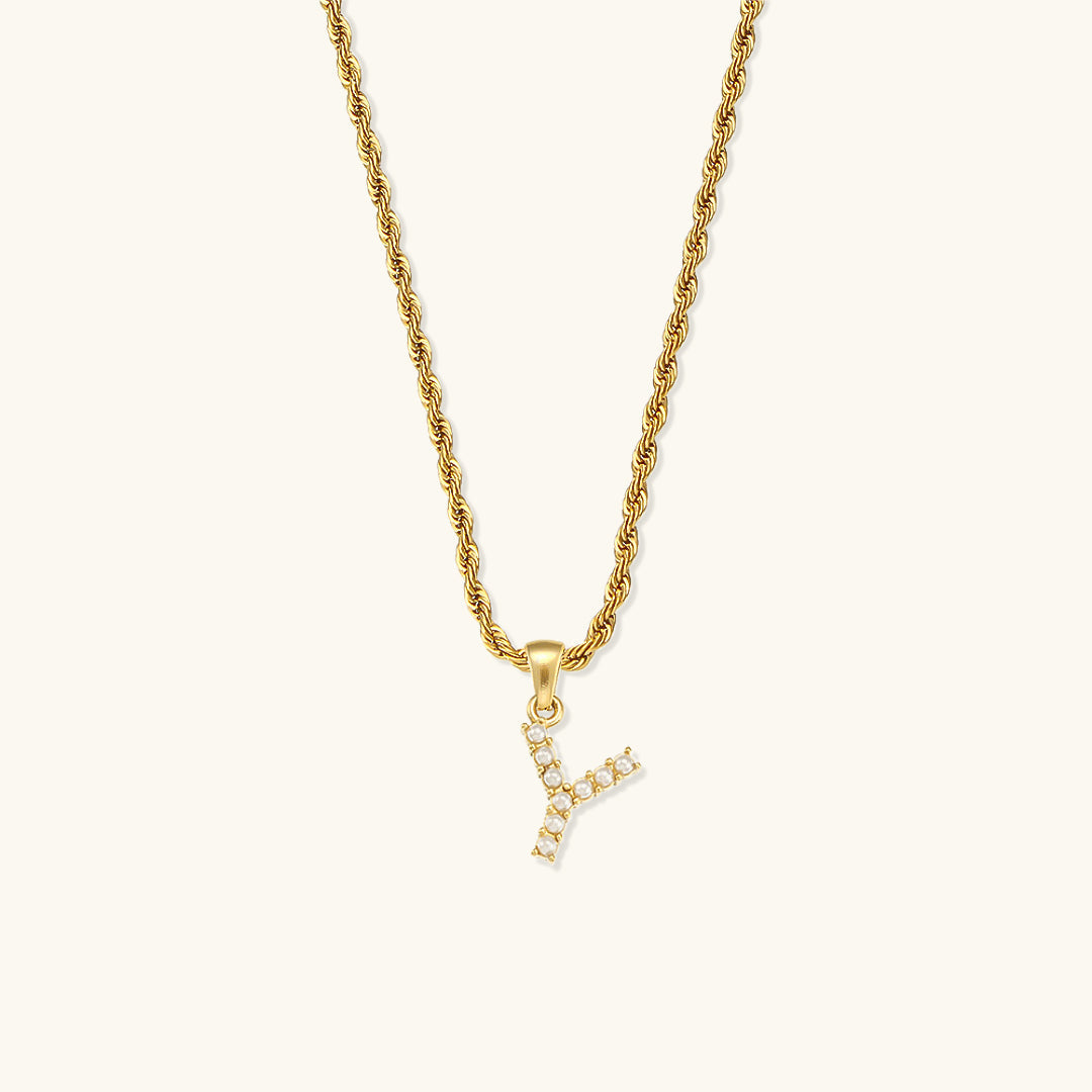 Mimi Femme Necklaces Helena Initial Letter Pearl Necklace