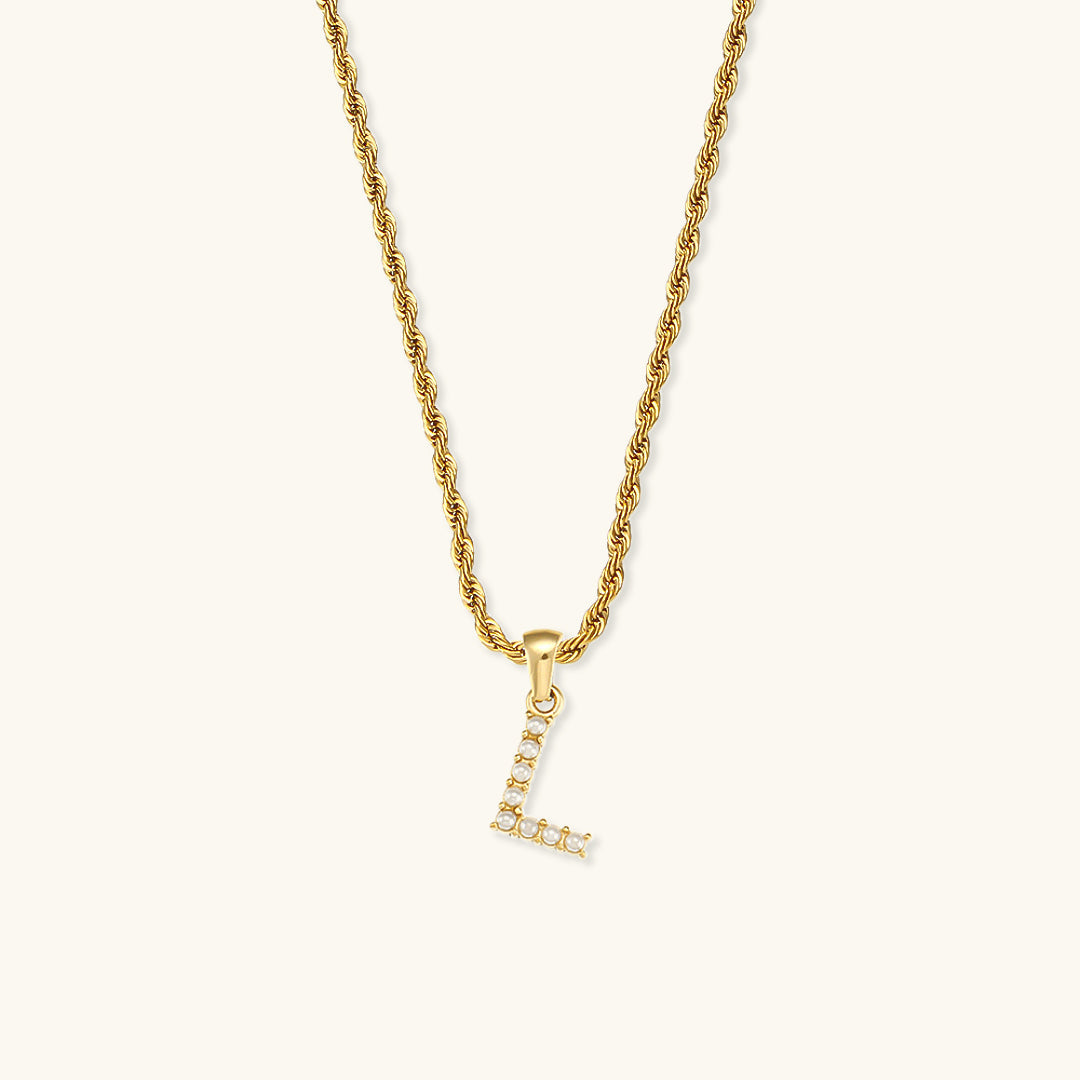 Mimi Femme Necklaces Helena Initial Letter Pearl Necklace