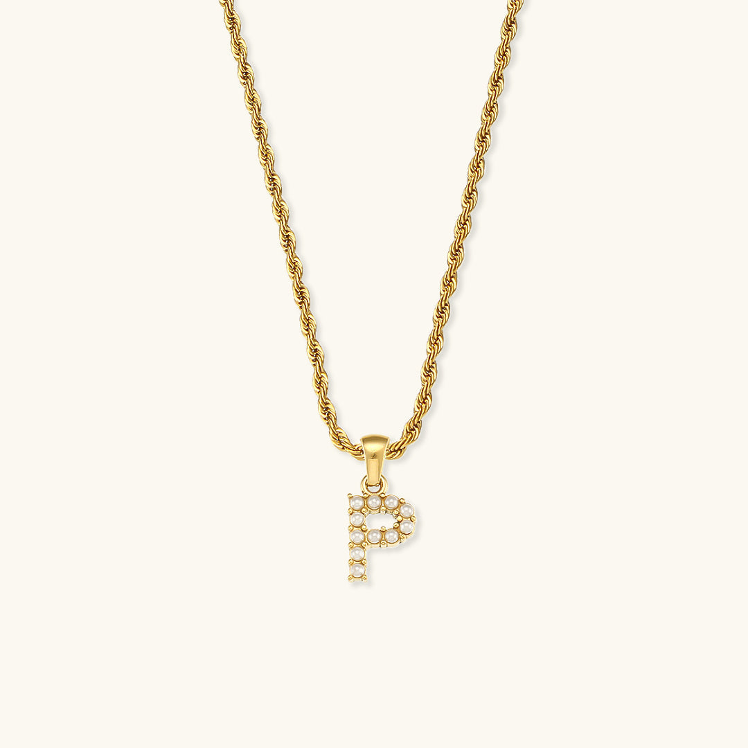 Mimi Femme Necklaces Helena Initial Letter Pearl Necklace