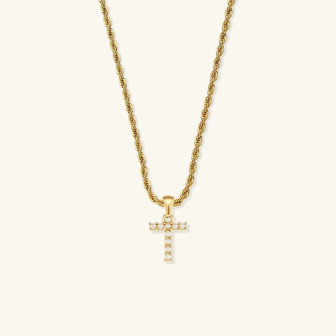 Mimi Femme Necklaces Helena Initial Letter Pearl Necklace