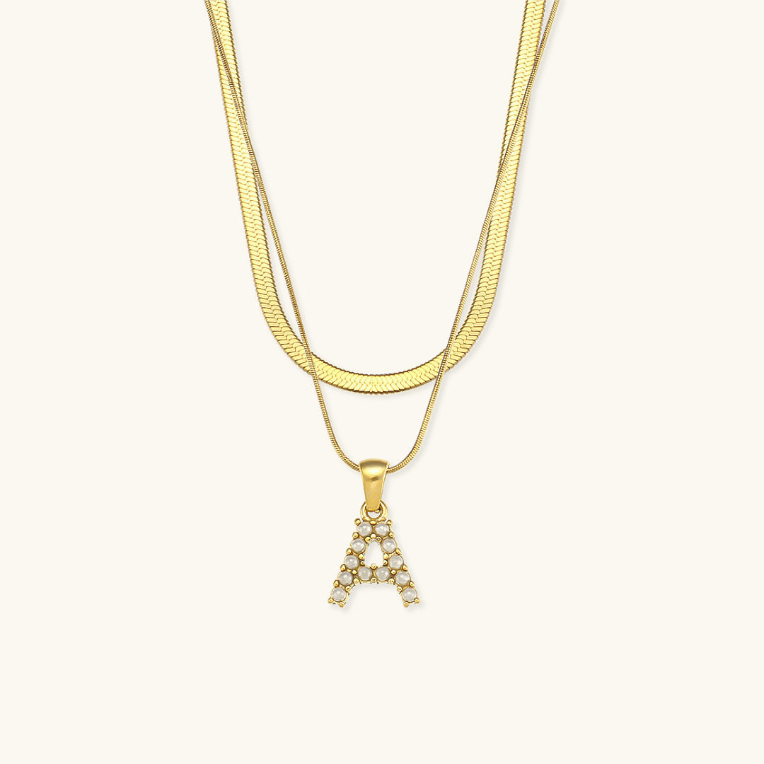 Mimi Femme Necklaces Odile Layered Gold Initial Letter Necklace