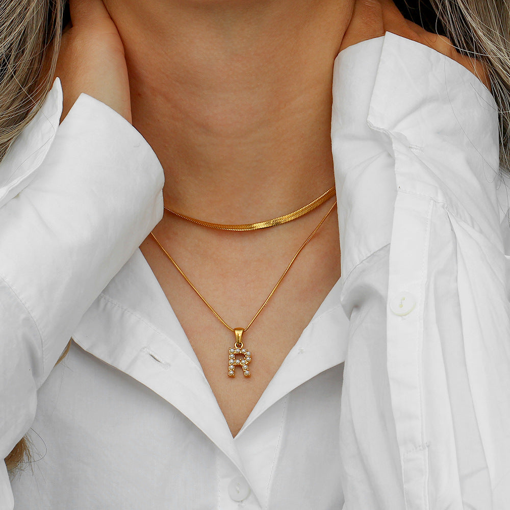 Mimi Femme Necklaces Odile Layered Gold Initial Letter Necklace