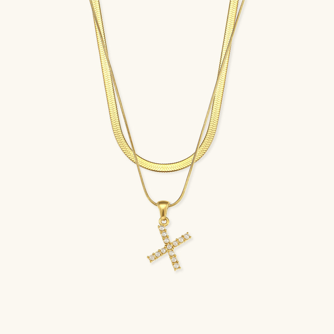 Mimi Femme Necklaces Odile Layered Gold Initial Letter Necklace