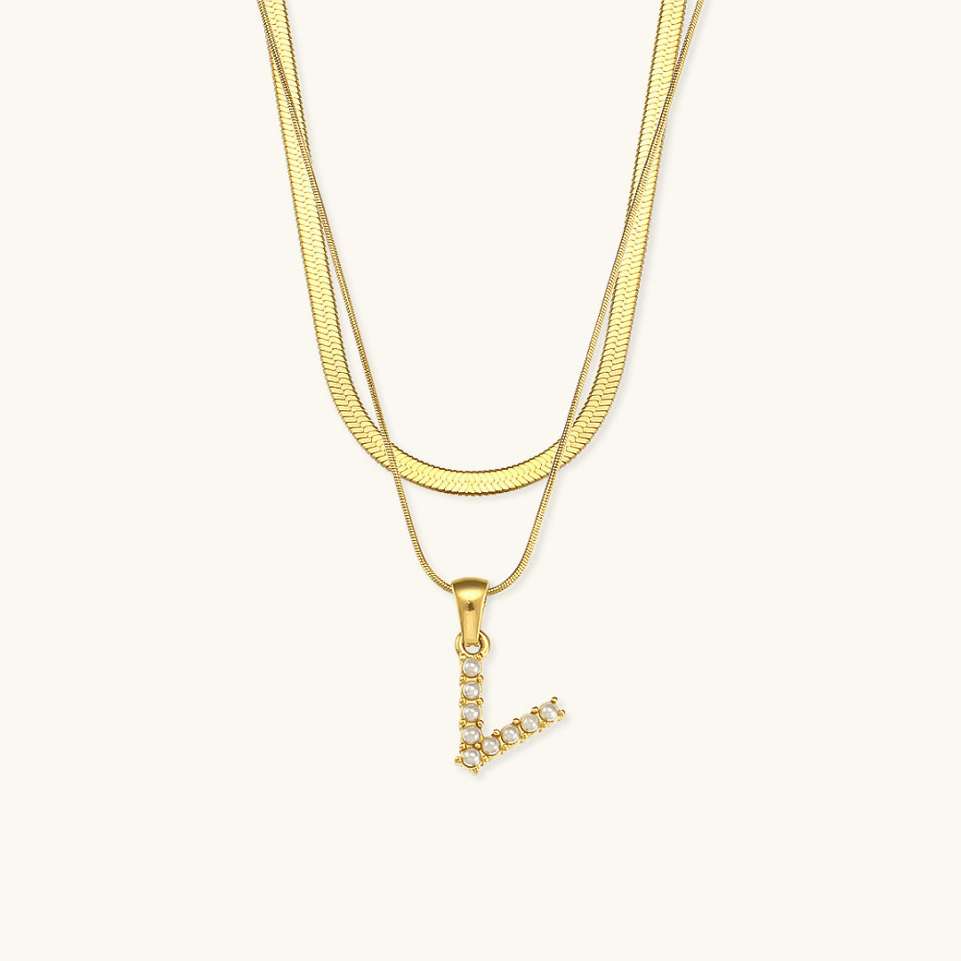 Mimi Femme Necklaces Odile Layered Gold Initial Letter Necklace