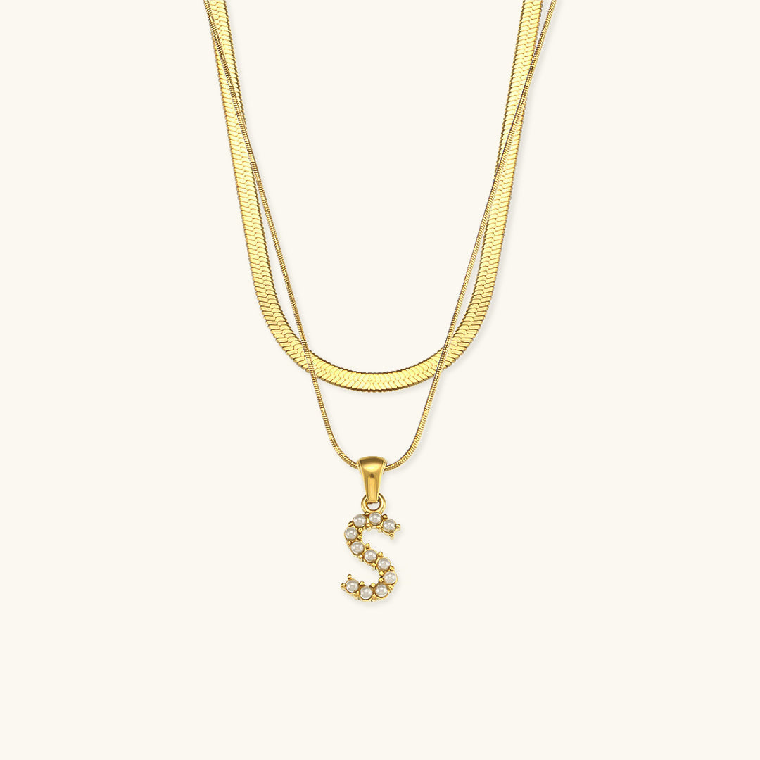 Mimi Femme Necklaces Odile Layered Gold Initial Letter Necklace