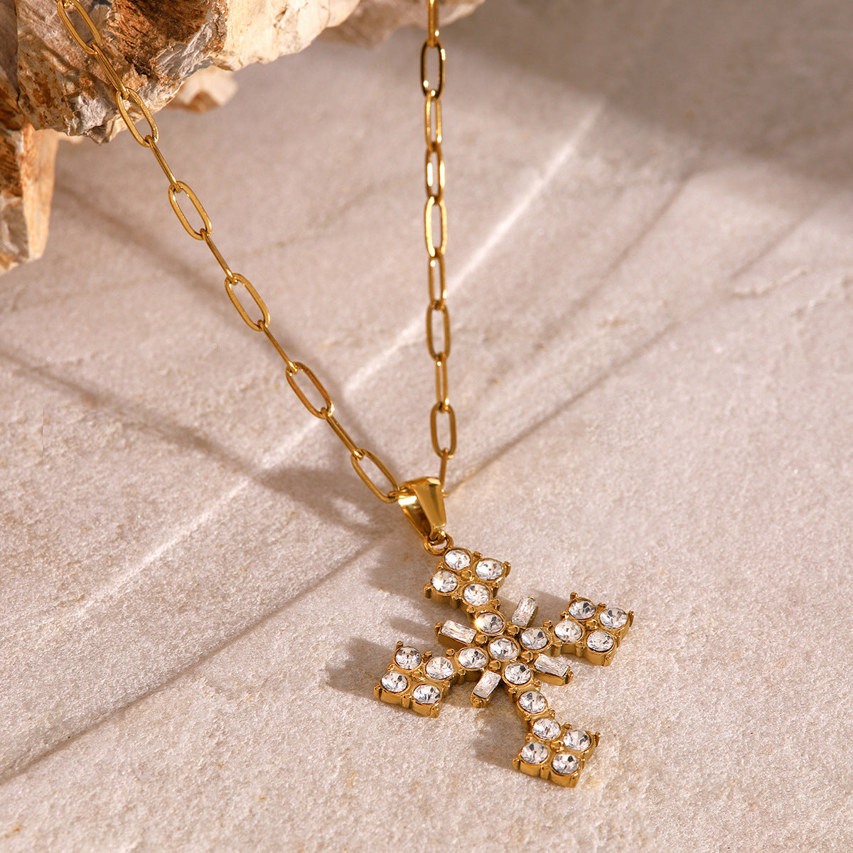 Mimi Femme Necklaces Selene Crystal Cross Necklace